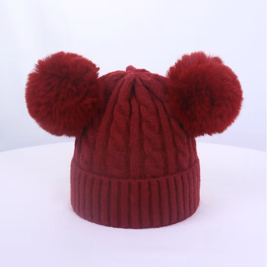 Menino Gril personalizado inverno quente crianças boné bebê tricotado com gorro POM