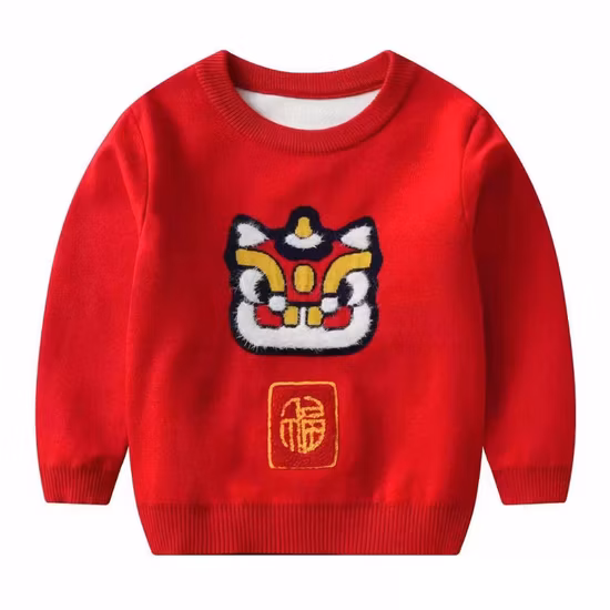 Personalizado ultra macio outono/inverno férias crianças moda bordado pull over tripulação pescoço camisola vestuário vestuário disponível para atacado baixo preço